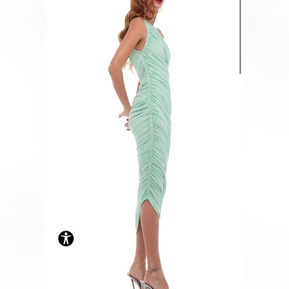 Norma Kamali DIANA GOWN midi dress color sea foam size medium - Picture 2 of 9